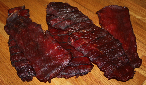 Here is the finished beef jerky.  Delicious and ready to eat!  Click on the photo to enlarge.