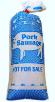 Pork Sausage 1 Lb. Frezer Bag. This is how the bag looks after it has been stuffed with 1 lb. of Meat.
