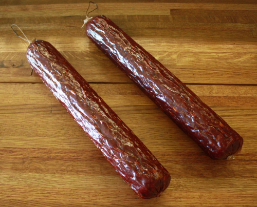 Using our Witts Smoked Deer/Beef Sausage Seasoning and Our Clear Fibrous Casings, this is what your finished product will look like!  Click on the photo to enlarge.